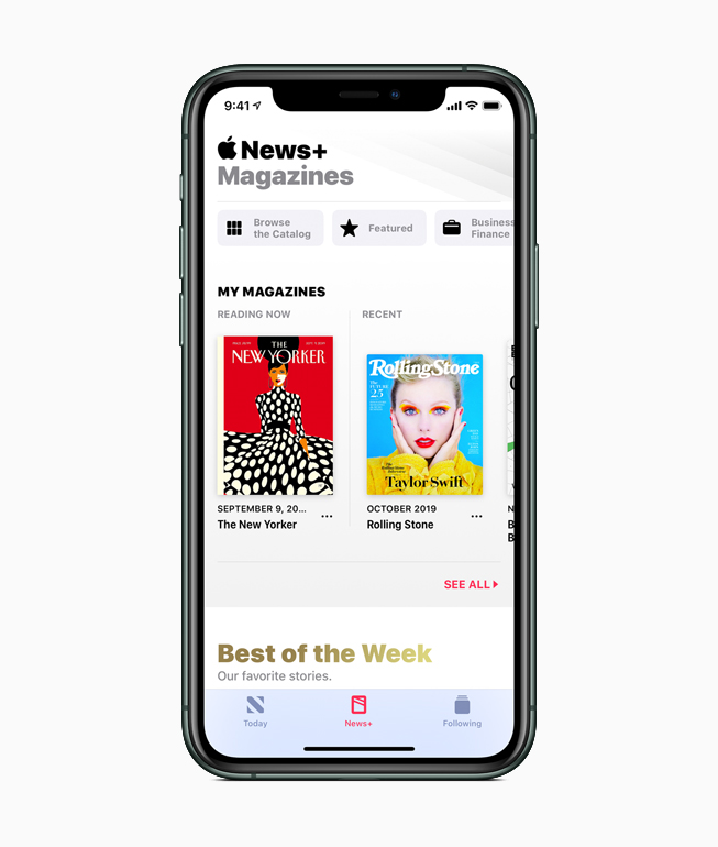 iPhone showing Apple News+.