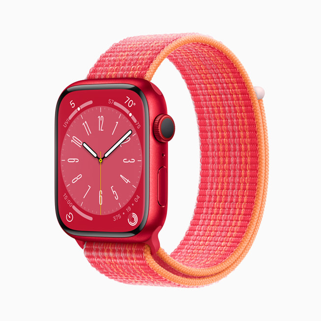 (PRODUCT)RED alüminyum kasaya sahip yeni Apple Watch Series 8.