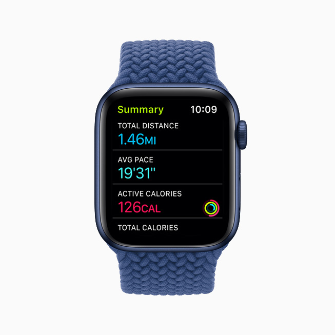 Résumé d’un entra?nement de marche à?l’écran d’une Apple?Watch.