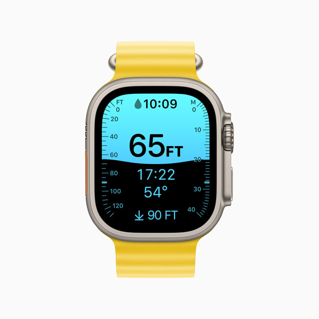 Apple?Watch?Ultra Derinlik uygulamas?n? g?steriyor.