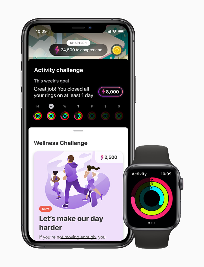 Apple Watch Series 6’daki Aktivite uygulamas?yla e?le?tirilmi? iPhone 11 Pro’da LumiHealth uygulamas? g?rüntüleniyor.