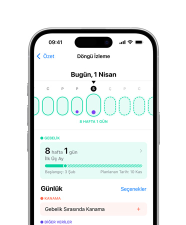 ?nden g?rünen iPhone 16’n?n Kullan?c? Arayüzünde Sa?l?k, D?ngü ?zleme yaz?yor