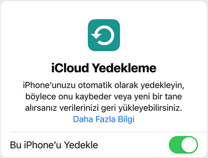 iCloud Yedekleme veri kullan?m ekran?