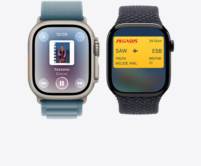 Apple Watch Ultra 3, Apple Music uygulamas?, "?u an ?al?nan" ekran?, Apple Watch Series 11, Apple Cüzdan