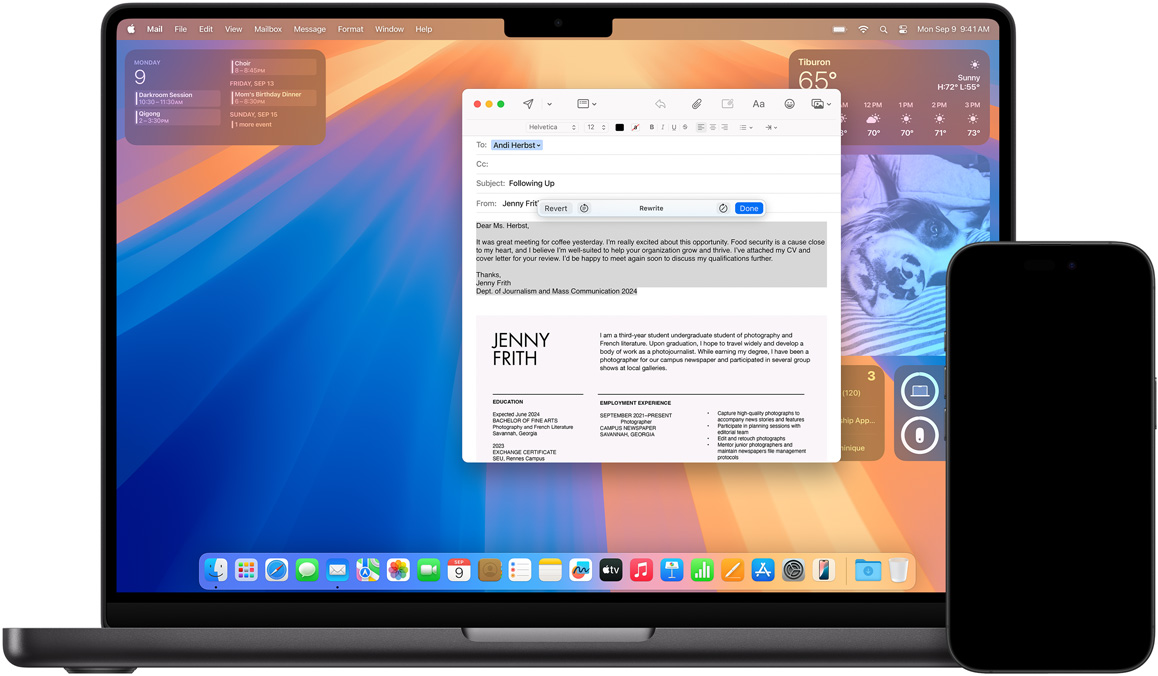圖片展示 iPhone 與 Mac 的書(shū)寫(xiě)工具。