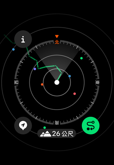 指南針 app 顯示山友經(jīng)過的路徑。