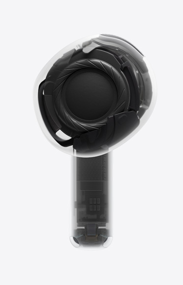 üks AirPods 4 k?rvaklapp, mille klapivarres on H2 kiip.
