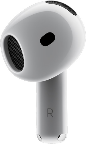 AirPods 4 k?rvaklapid, mis n?itavad k?rvaklapi eestvaadet ja selle suurep?rast istuvust.