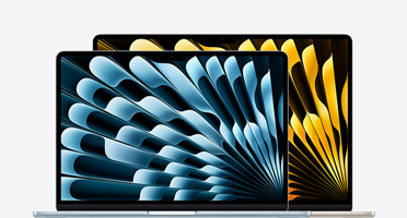 Imagen de una MacBook Air de 13 pulgadas y una MacBook Air de 15 pulgadas que muestra la diferencia de tama?o
