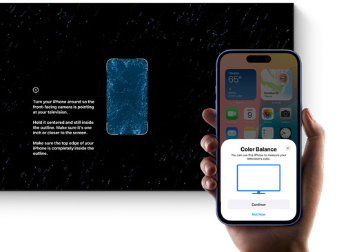 iPhone waarmee de kleurbalans van een tv wordt ingesteld