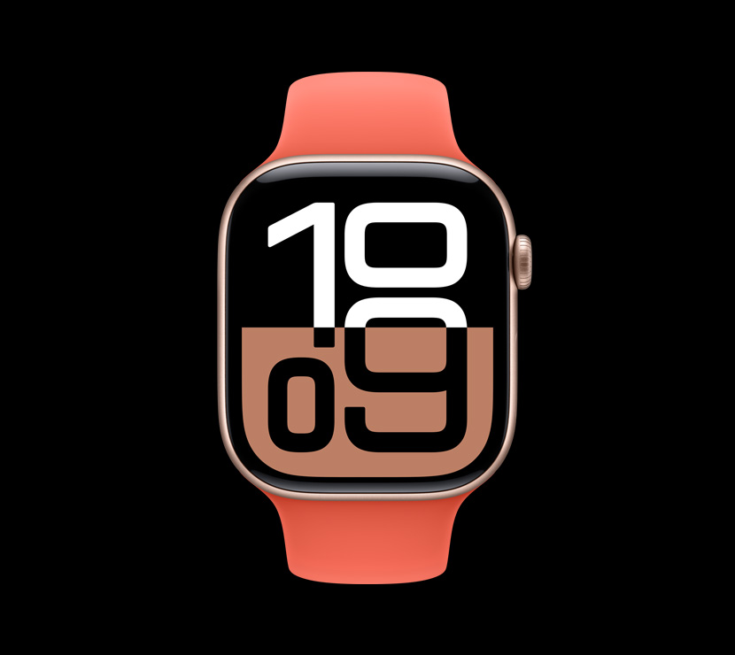A front view of the Rose Gold aluminum finish on Apple?Watch Series?10.