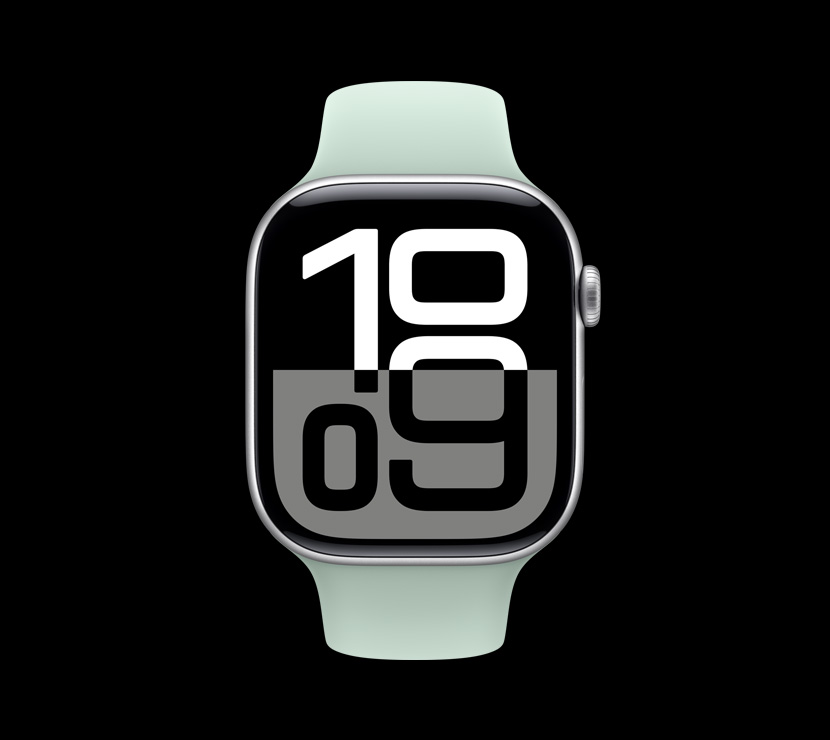 A front view of the Silver aluminum finish on Apple?Watch Series?10.
