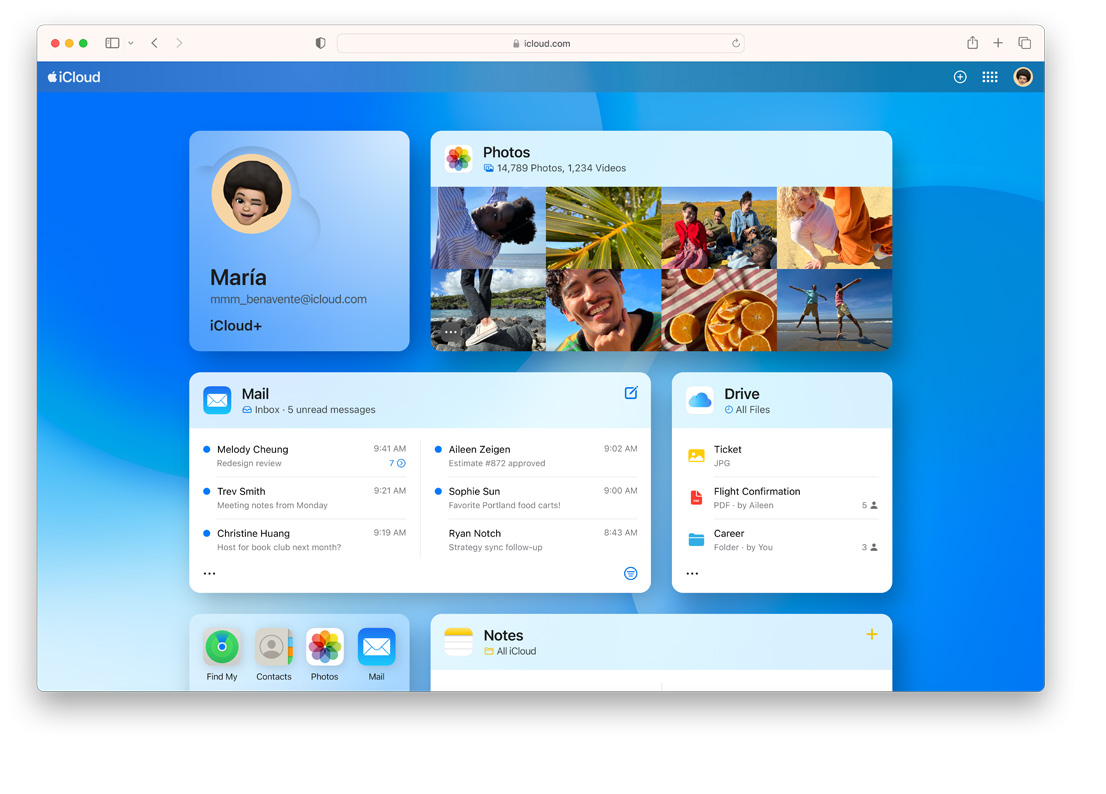 Ekran przedstawiaj?cy stron? iCloud.com