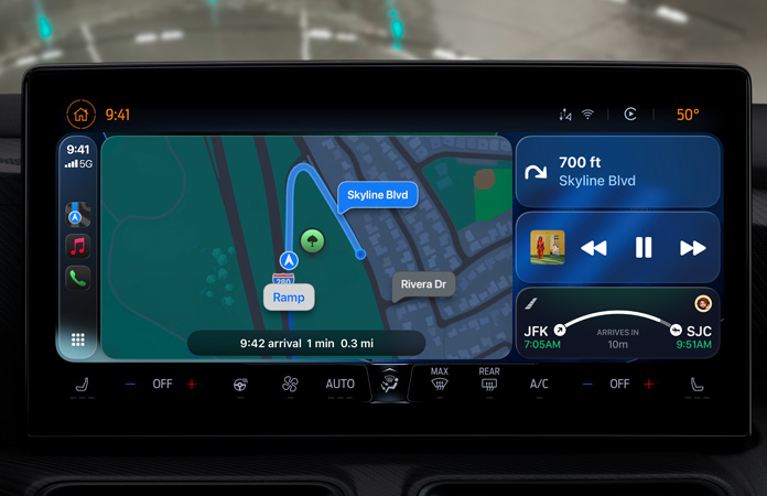 CarPlay dans un véhicule mettant en avant son nouveau design