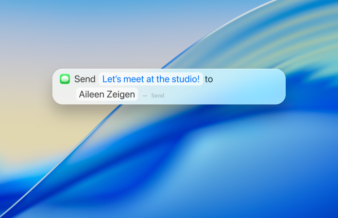 écriture d’un SMS dans Spotlight destiné à être envoyé via l’app Messages