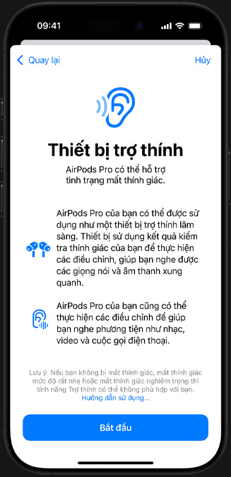 Màn hình gi?i thi?u v? tính n?ng Tr? Thính